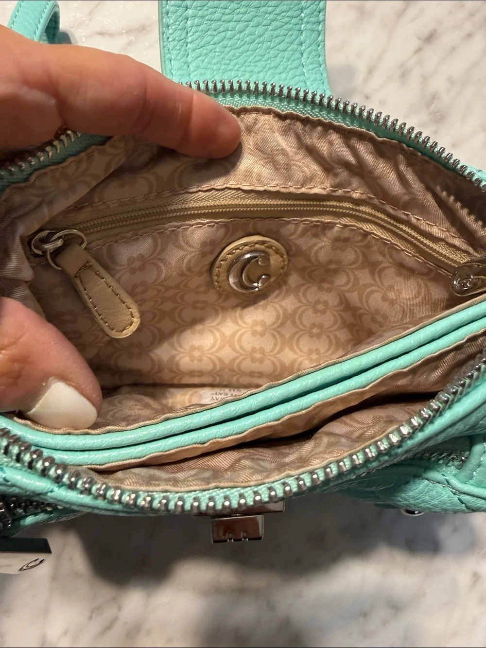 Charming Charlie Quilted Aqua Teal Wristlet Crossbody Bag NWOT